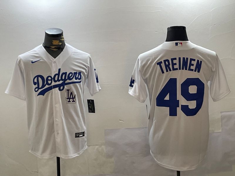 Men Los Angeles Dodgers #49 Treinen White Game 2024 Nike MLB Jersey style 5